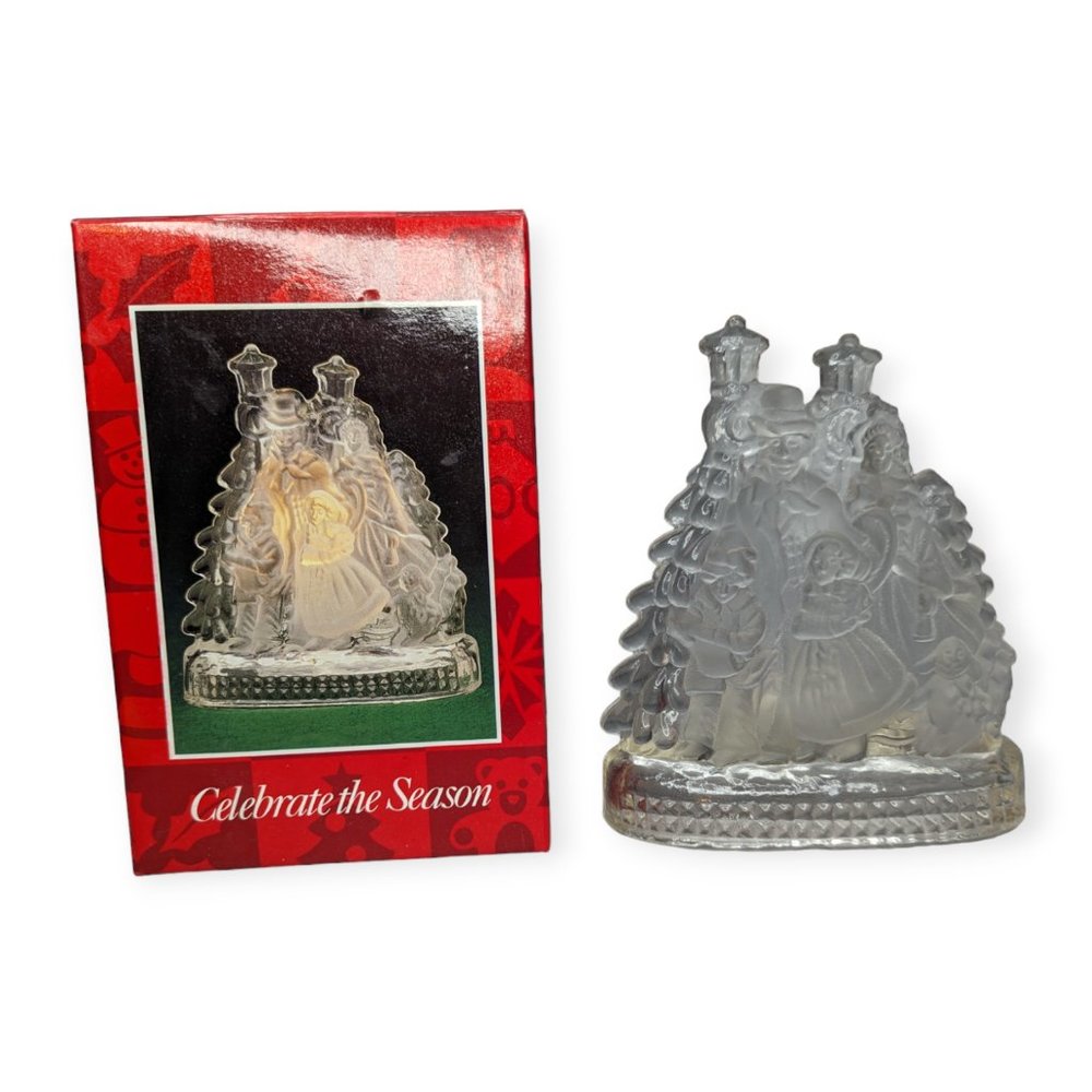 Vintage 1995 Celebrate the Season Glass Carolers Votive Candle Holder